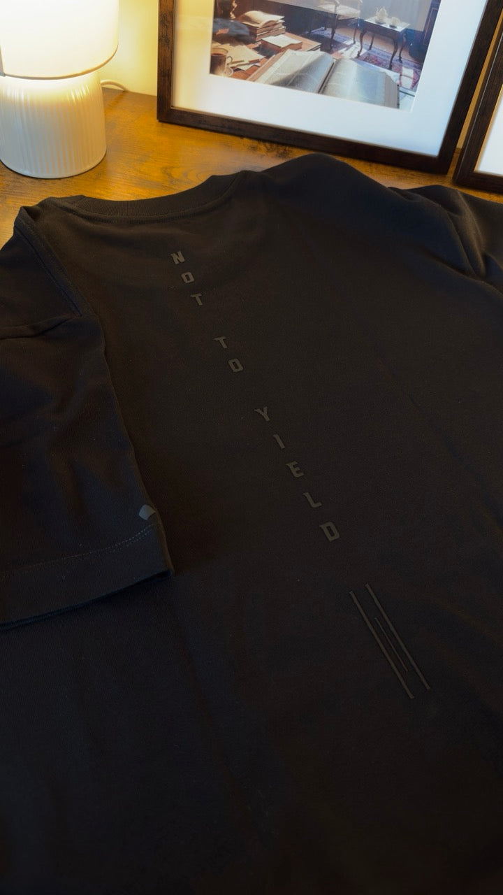 The Tennyson "Not To Yield" Heavyweight Tee - Stealth Black