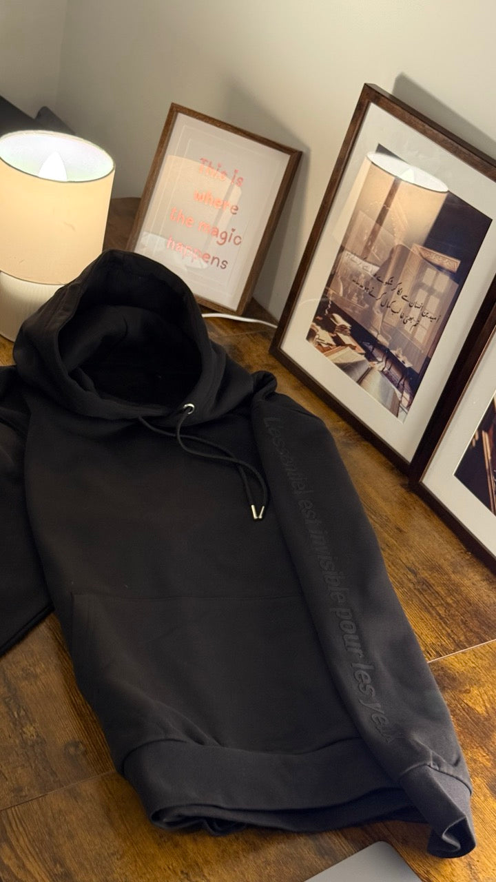 The Saint-Exupéry "Invisible" Heavyweight Hoodie - Obsidian Black
